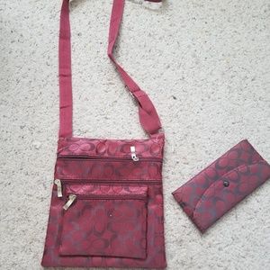 NWOT Coach-like crossbody bag w/ matching wallet